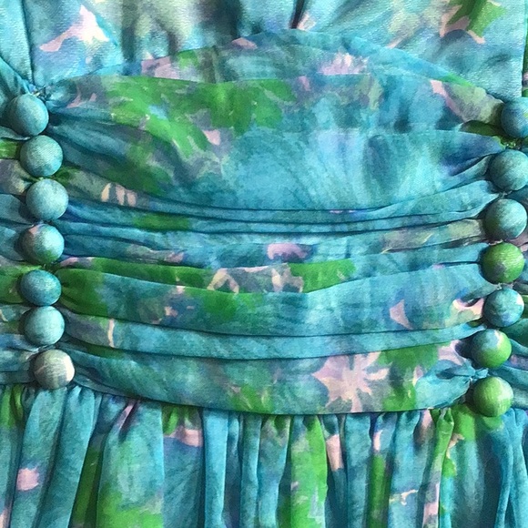 Vintage 1950s formal blue floral dress size 9 in excellent condition - Picture 5 of 12